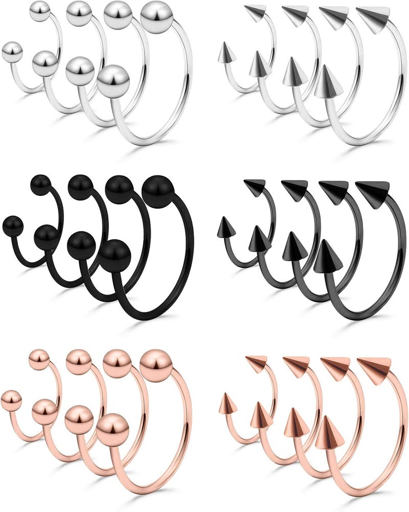 Mayhoop 16G Horseshoe Septum Rings - Women Men 316L Surgical Stainless Steel Nose Septum Jewelry Hoop Earring Eyebrow Tragus Lip Piercing Ring Balls & Spikes 6mm 8mm 10mm 12mm - Image 1